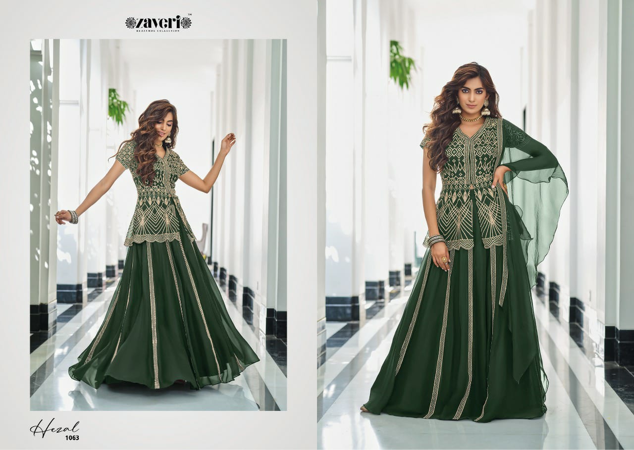 Zaveri Hezal New Heavy Georgette Festive Wear Designer Ready Made Suit Collection